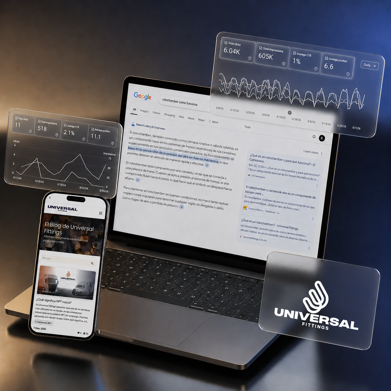 Métricas Studio SEO - Universal Fittings